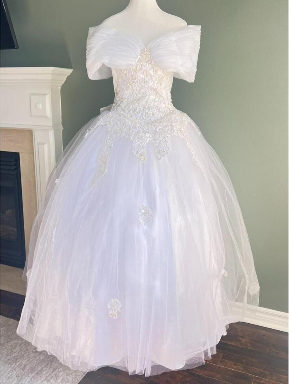 Wedding Dress Size 2 Petite Off The Shoulder Ball Gown